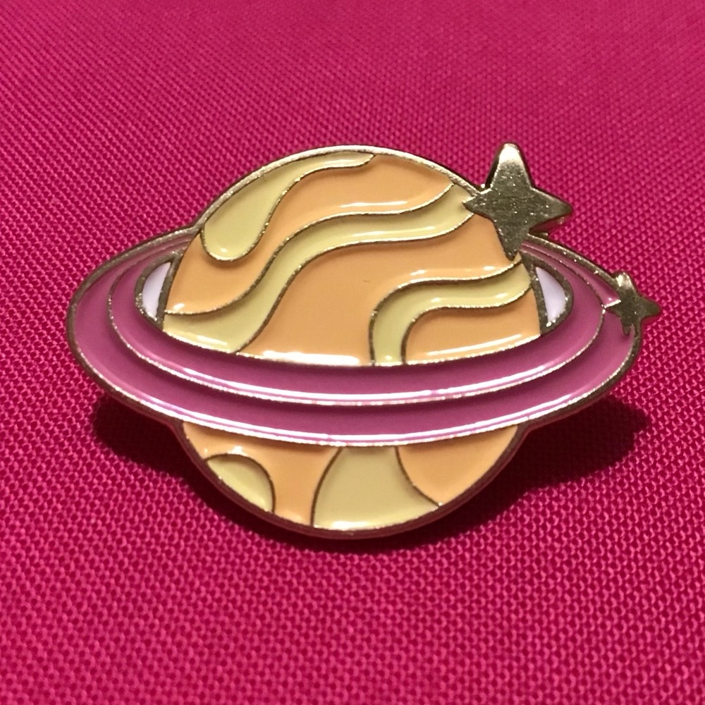 Yellow Saturn Enamel Pin